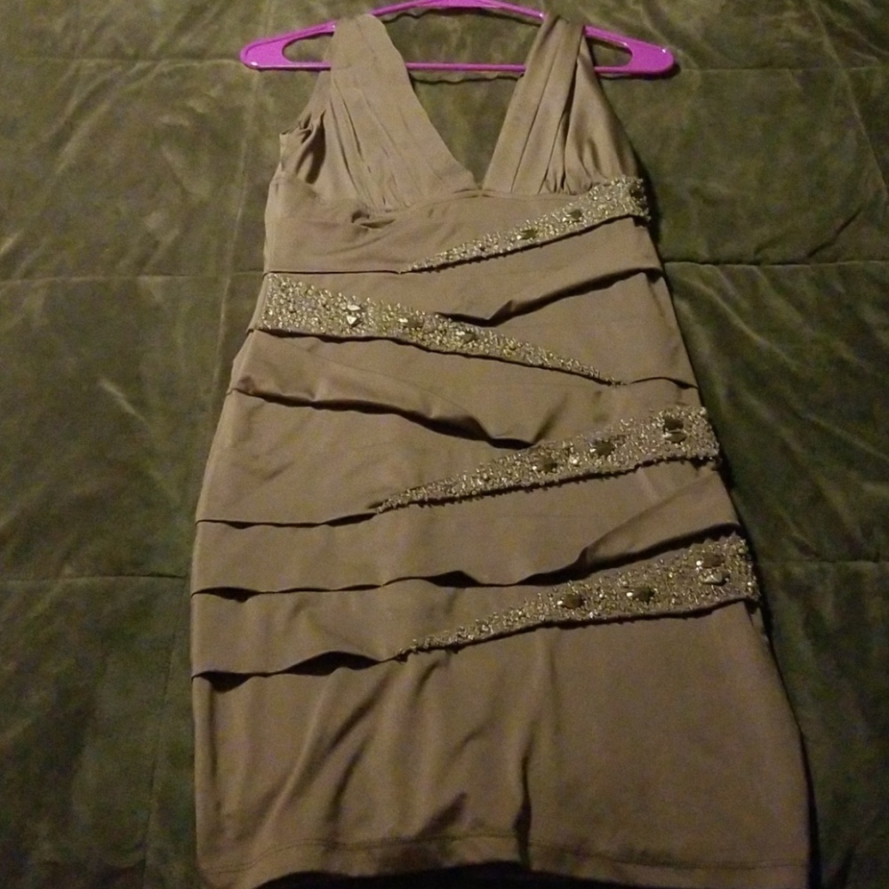 Brown sparkle dress short